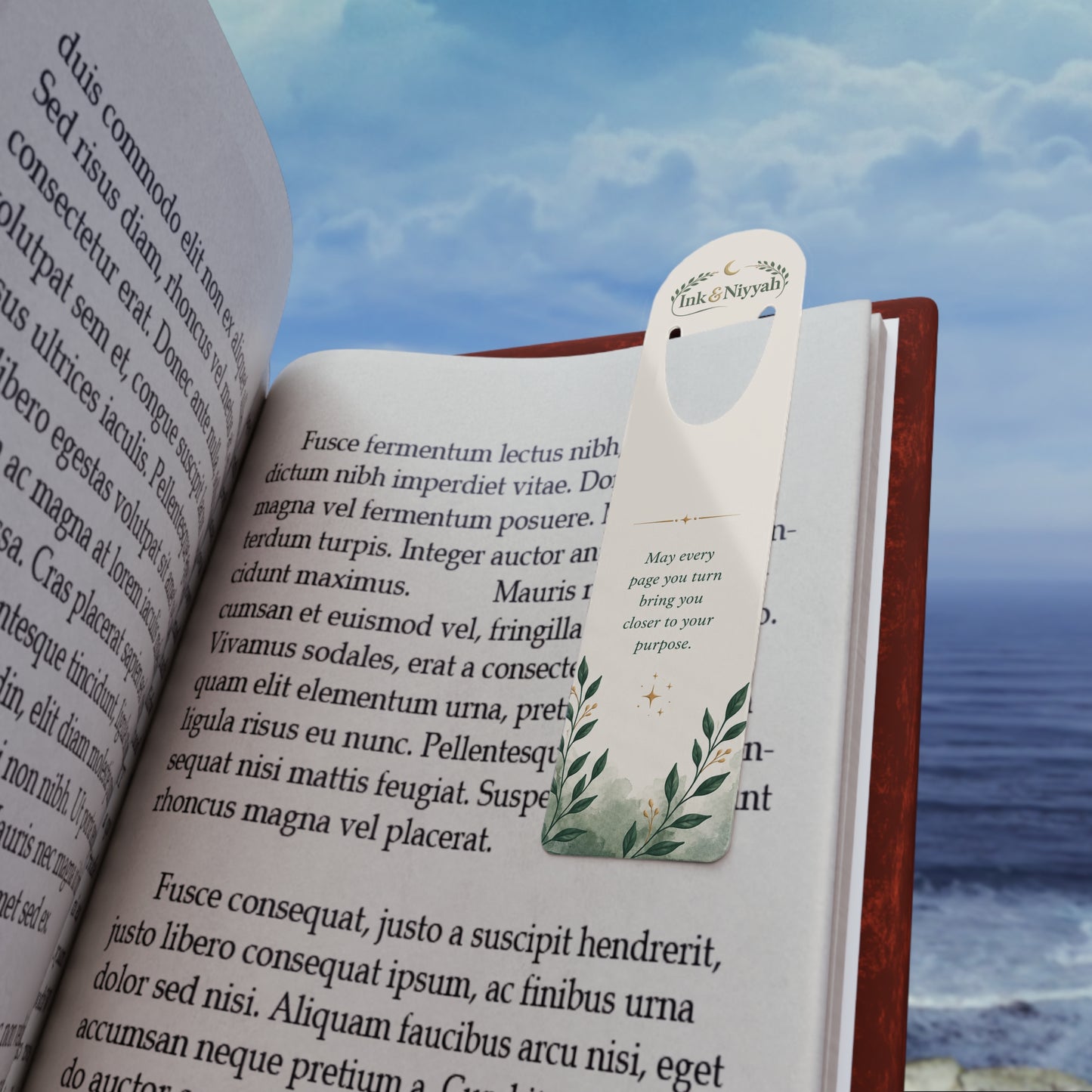 Inspirational Leaf Bookmark – "May every page you turn bring you closer to your purpose"