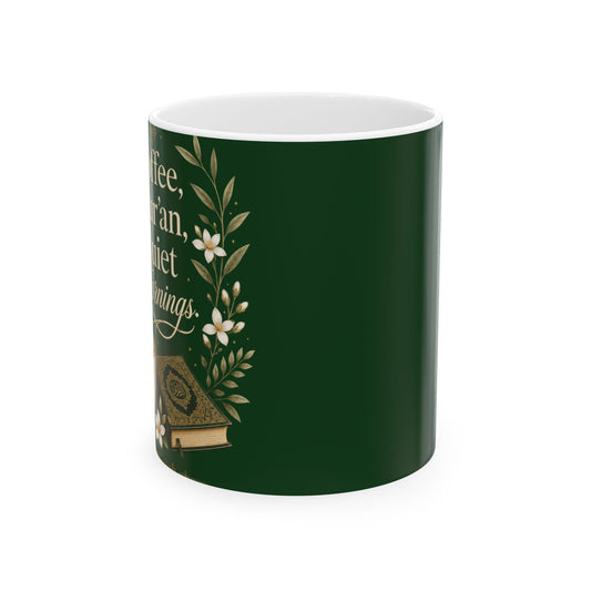 Ceramic Mug — "Coffee, Tea, or a Quiet Evening" Floral Booklover Mug (11oz/15oz)
