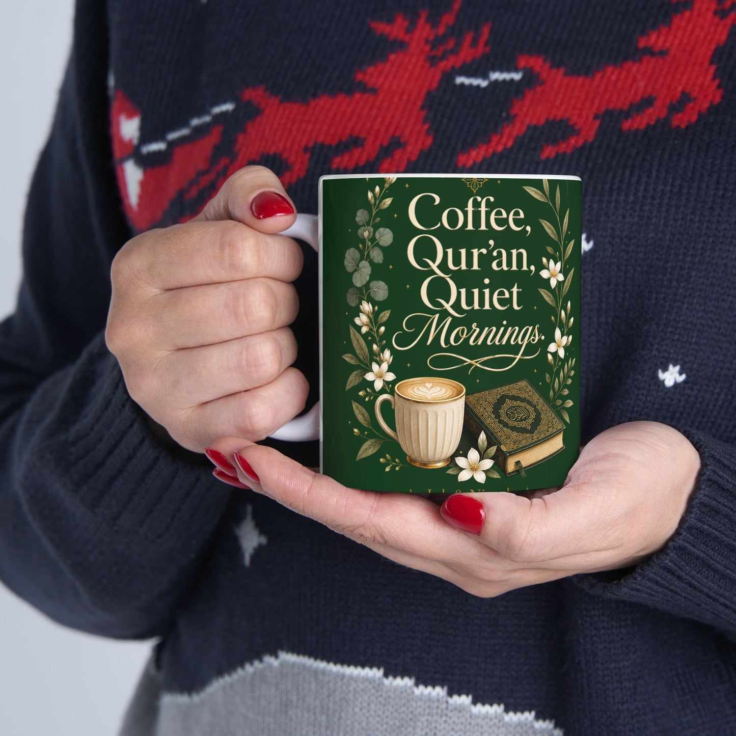 Ceramic Mug — "Coffee, Tea, or a Quiet Evening" Floral Booklover Mug (11oz/15oz)