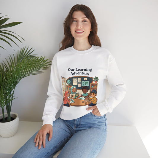 Our Learning Adventure Crewneck Sweatshirt | Classroom Kids Illustration