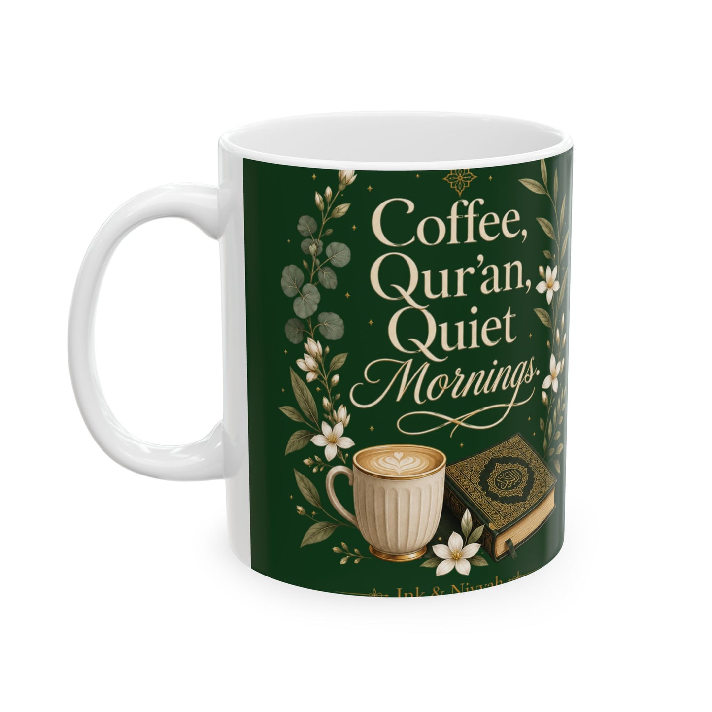 Ceramic Mug — "Coffee, Tea, or a Quiet Evening" Floral Booklover Mug (11oz/15oz)