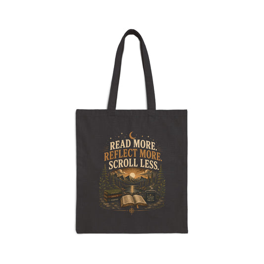 Read More, Reflect More Tote Bag — Literary Canvas Book Lover Tote