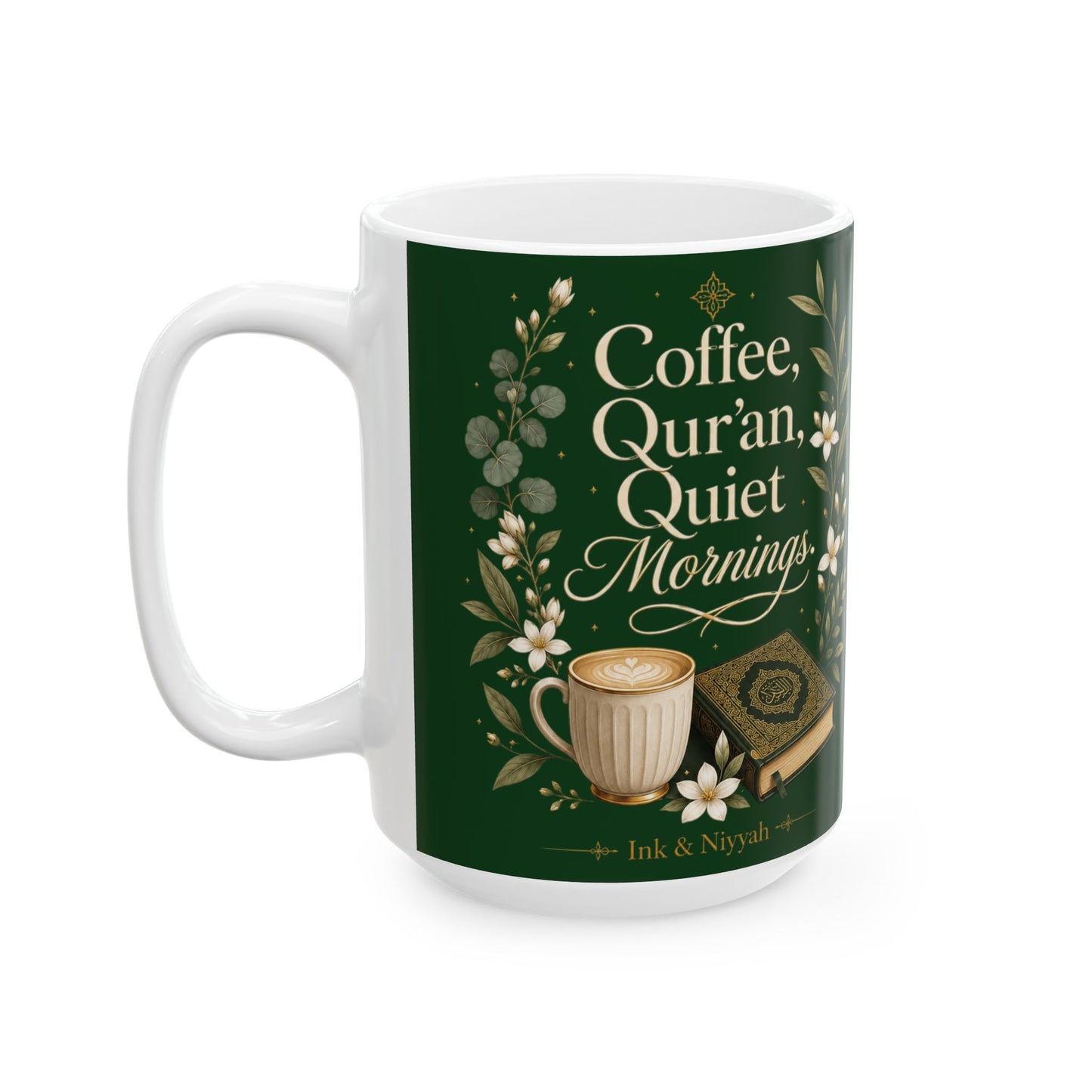 Ceramic Mug — "Coffee, Tea, or a Quiet Evening" Floral Booklover Mug (11oz/15oz)