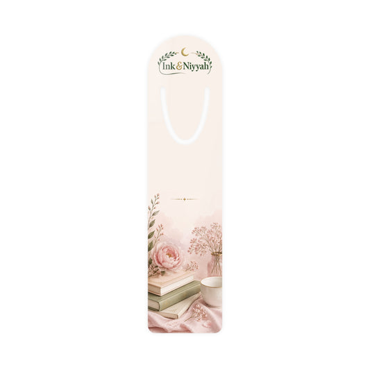 Floral Bookstack Bookmark — Elegant Pink Floral Reading Marker
