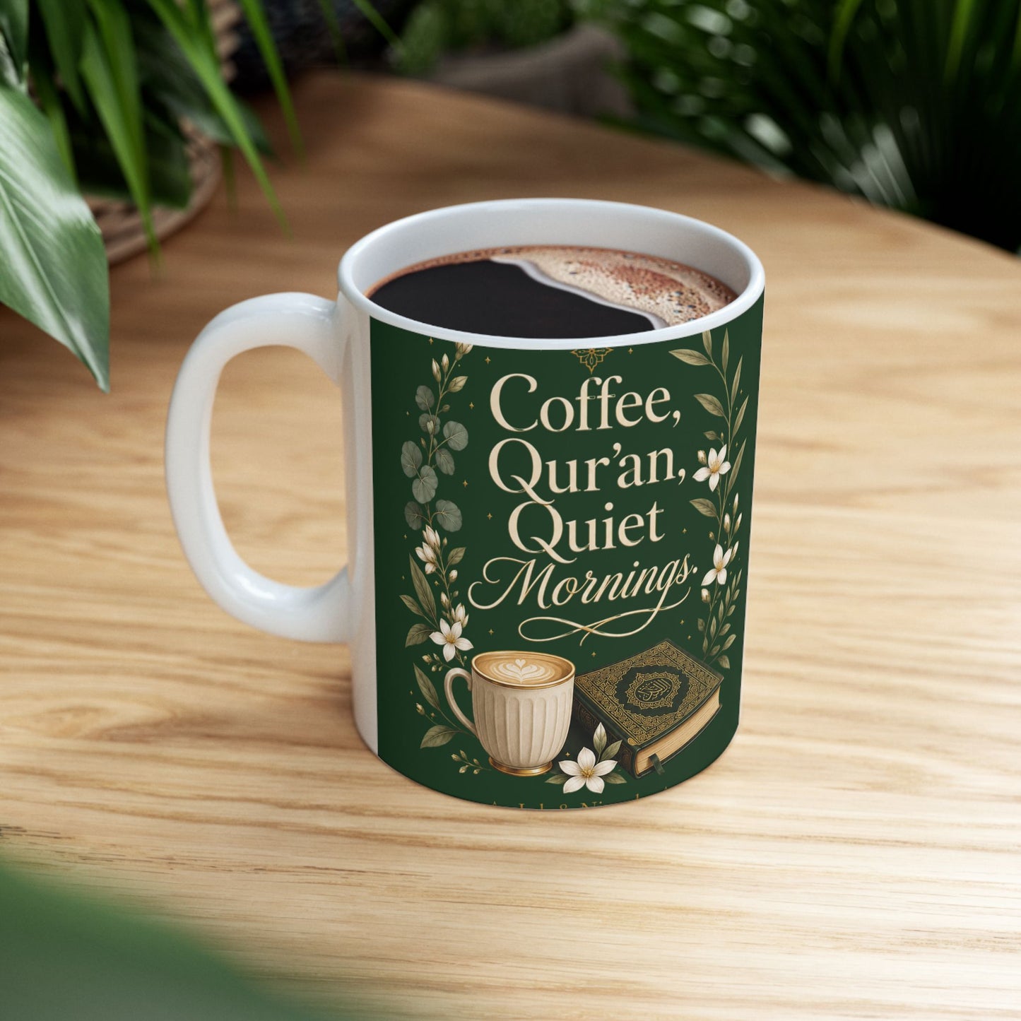 Ceramic Mug — "Coffee, Tea, or a Quiet Evening" Floral Booklover Mug (11oz/15oz)