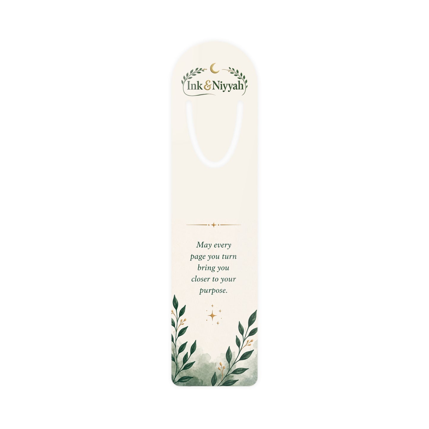 Inspirational Leaf Bookmark – "May every page you turn bring you closer to your purpose"